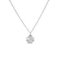 10K White Gold 18" Clover Diamond Cut Necklace