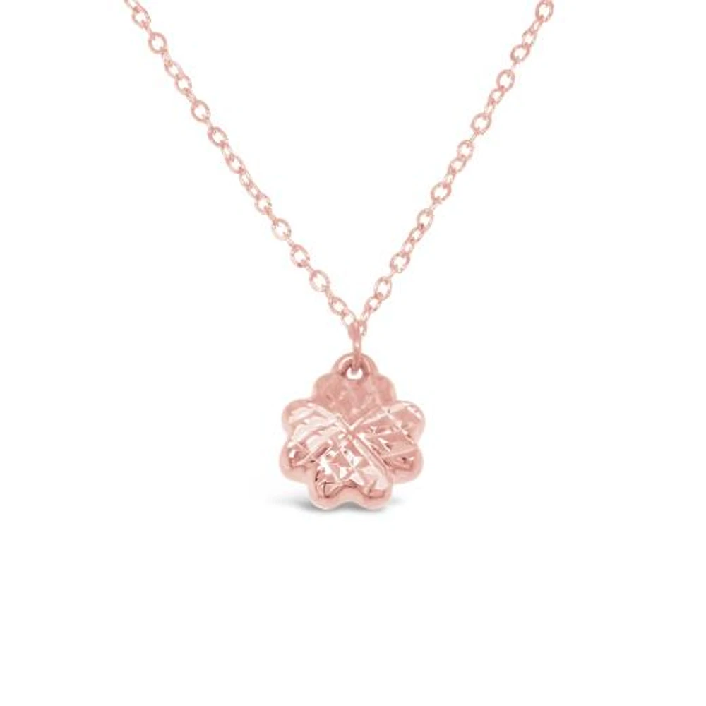 10K Rose Gold 18" Clover Diamond Cut Necklace