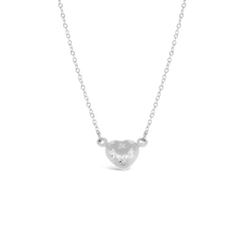 10K White Gold 18" Heart Diamond Cut Necklace