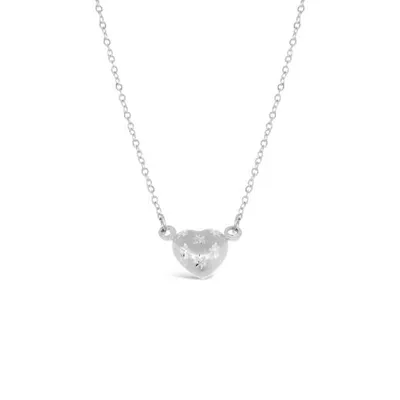 10K White Gold 18" Heart Diamond Cut Necklace