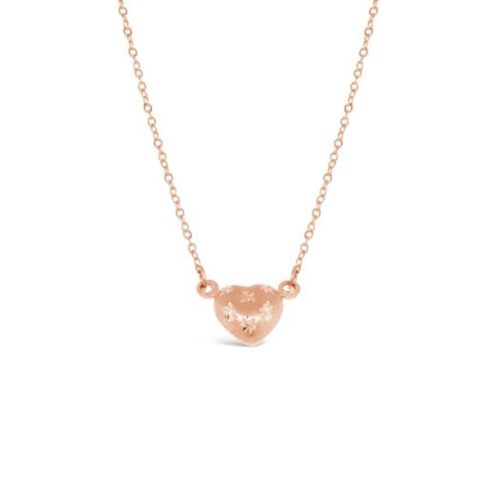 10K Rose Gold 18" Heart Diamond Cut Necklace