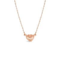 10K Rose Gold 18" Heart Diamond Cut Necklace