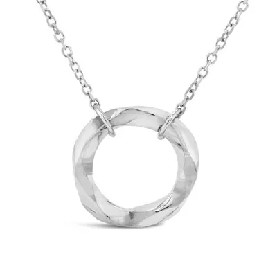 10K White Gold 18" 8mm Open Circle Necklace