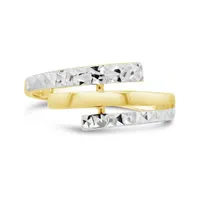 10K Yellow and White Gold Diamond Cut Ring