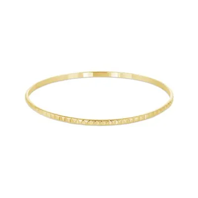 14K Yellow Gold Filled 65mm Square Beaded Pattern Slip-On Bangle
