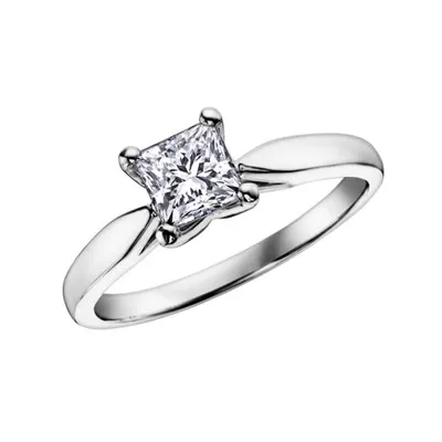 14K White Gold 1.00CT Glacier Fire Princess Cut Diamond Solitaire Ring