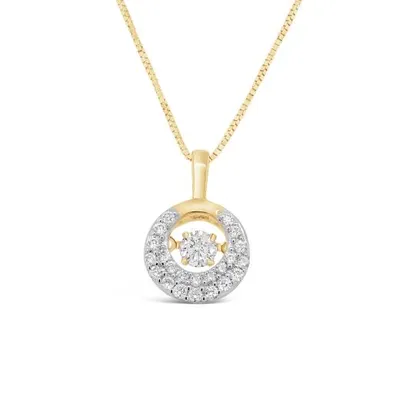 10K Yellow Gold 0.31CTW Dancing Diamond Circle Pendant