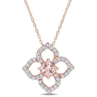 Julianna B Sterling Silver Morganite & White Topaz Necklace