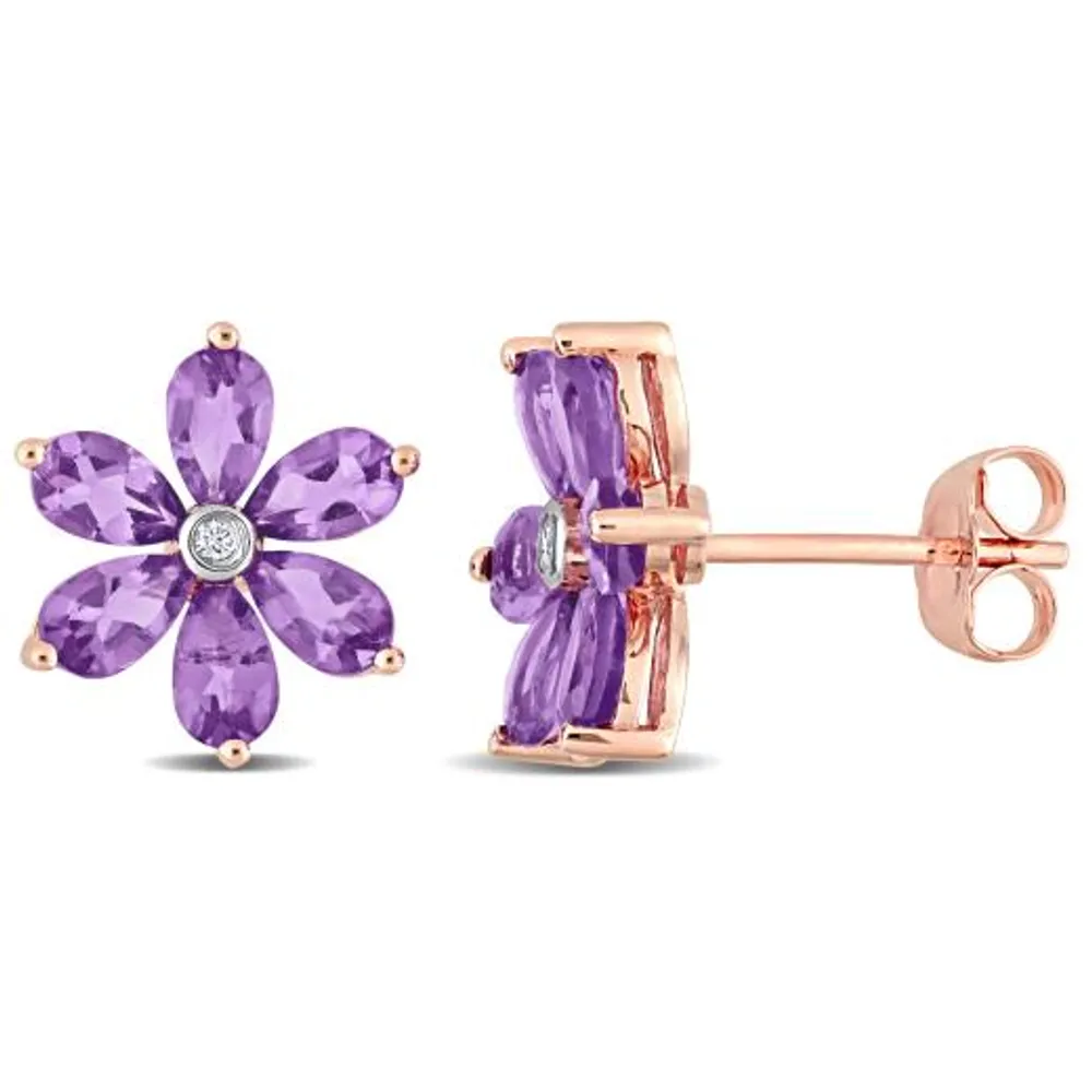 Julianna B 14K Rose Gold Amethyst & Diamond Earrings