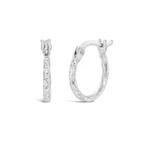 14K White Gold 1.5mm x 10mm Diamond Cut Polished Hoops