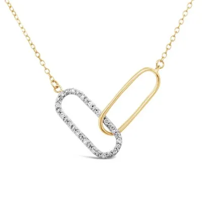 10K Yellow Gold 0.10CTW Diamond Paperclip Necklace