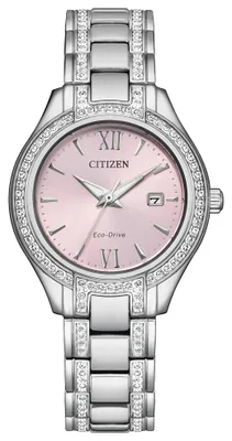 Citizen Women's Silhouette Crystal Eco-Drive Watch with Soft Pink Dial