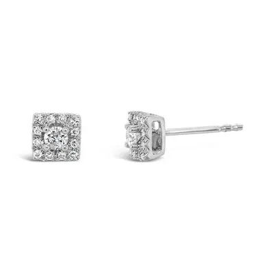 10K White Gold 0.25CTW Diamond Square Shape Bouquet Earrings