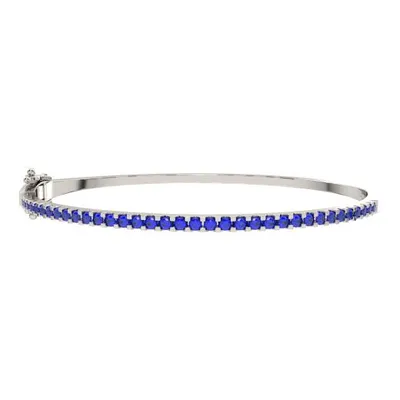 Sterling Silver Created Sapphire Bangle