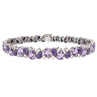 Sterling Silver Amethyst, Pink Amethyst & Created White Sapphire Bracelet