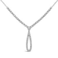 10K White Gold 0.50CTW Diamond Drop Necklace