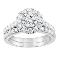 14K White Gold Lab Grown Diamond Round Halo Bridal Set 2.25CTW SI2/HI