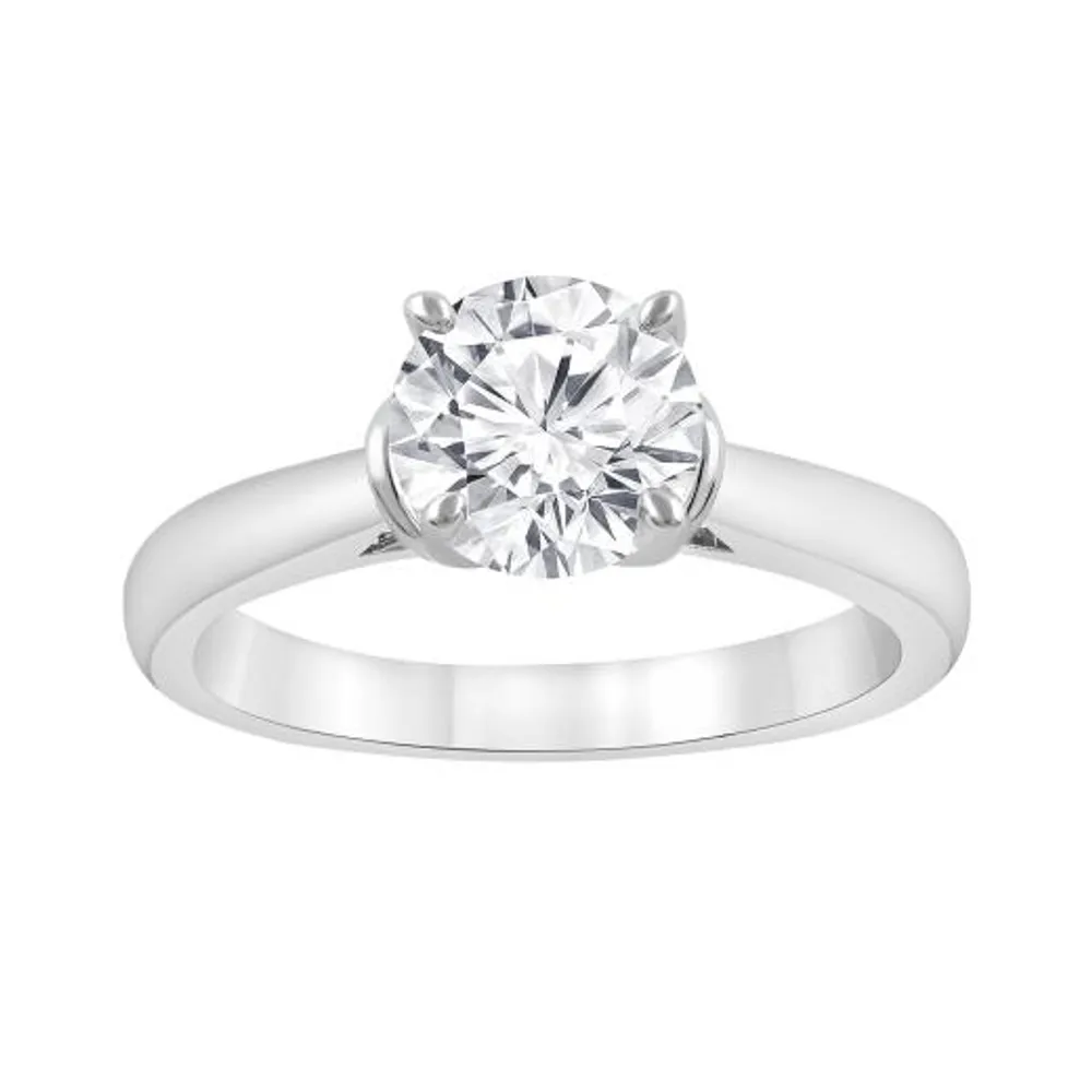 14K White Gold Lab Grown Solitaire Diamond Ring 1.50CT SI2/HI