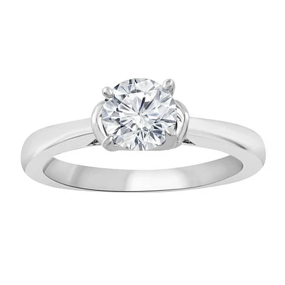 14K White Gold Lab Grown Oval Diamond Solitaire Ring 1.00CT SI2/HI