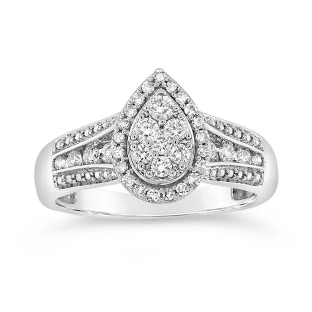 10K White Gold 0.50CTW Diamond Fashion Pear Shape Ring