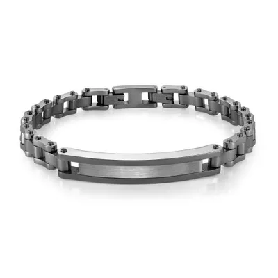 Stainless Steel 8+0.5" Gunmetal Rolex-Design ID Plate Bracelet