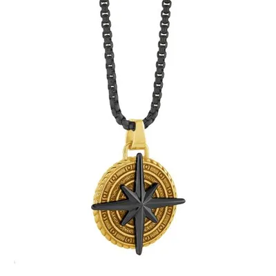 Stainless Steel 22" Gold-plated North Star Pendant