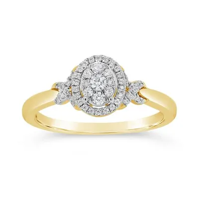 10K Yellow Gold 0.26CTW Diamond Oval Shape Promise Ring