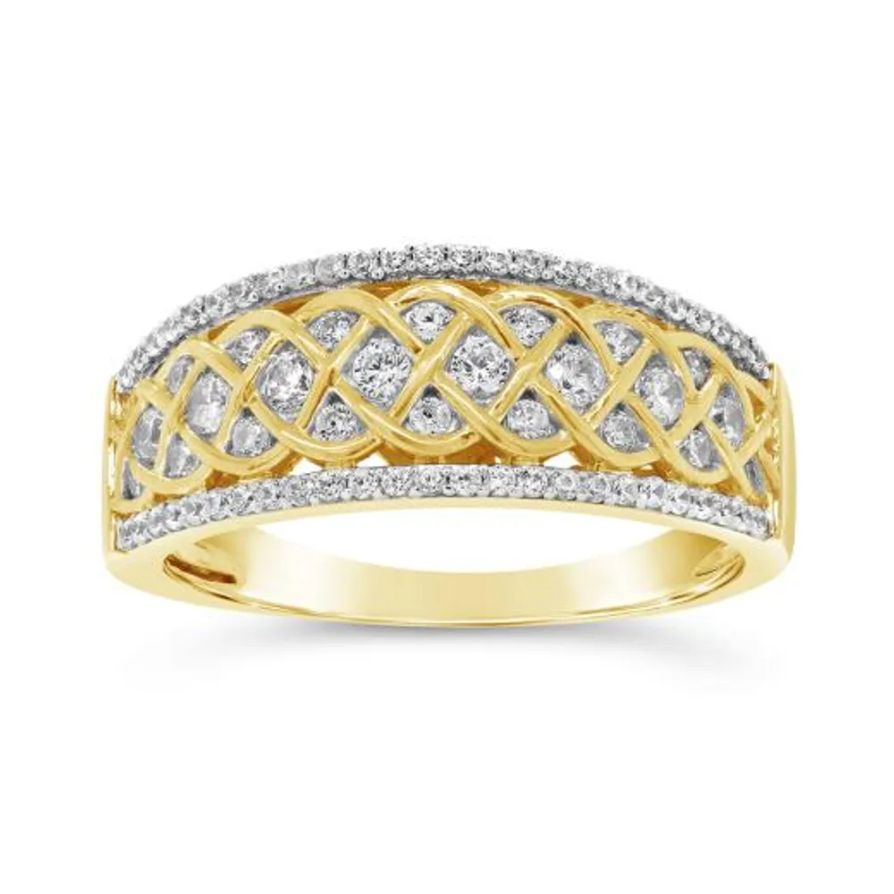 10K Yellow Gold 0.50CTW Diamond Wave Band