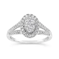 10K White Gold 0.50CTW Diamond Oval Look Fashion Ring