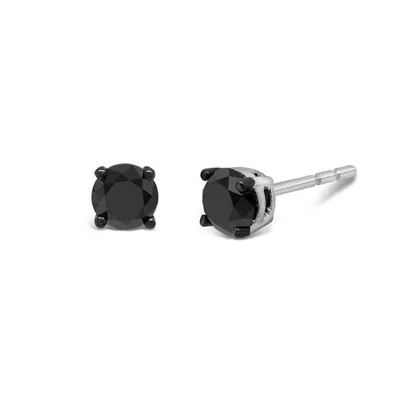 10K White Gold 0.95CTW Black Diamond Stud Earrings