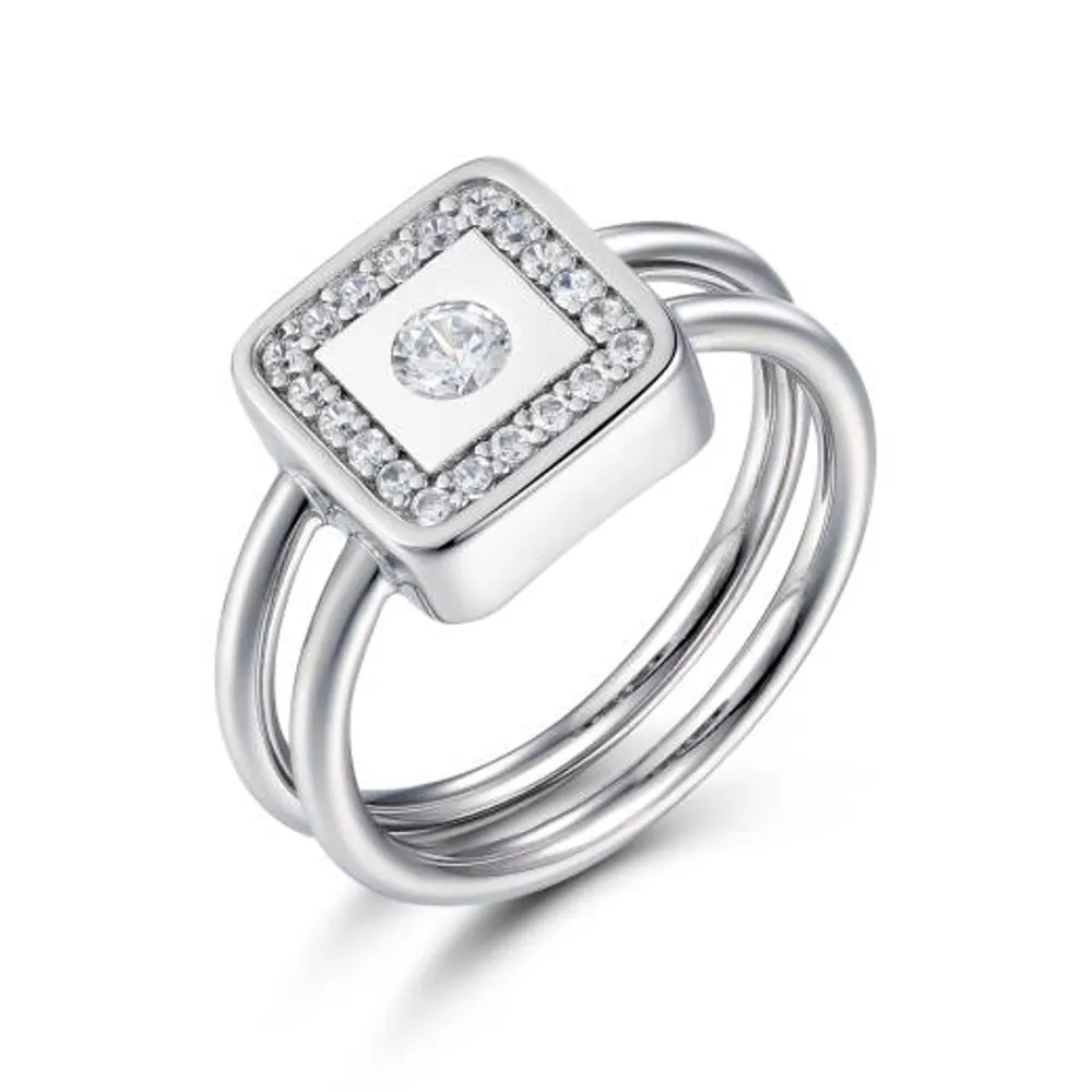 Sterling Silver Cubic Zirconia Square Ring