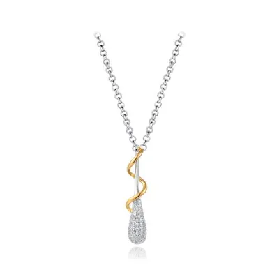 Sterling Silver 19" Cubic Zirconia Droplet Pendant