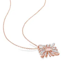 Julianna B Sterling Silver Rose Plated Morganite and White Topaz Necklace