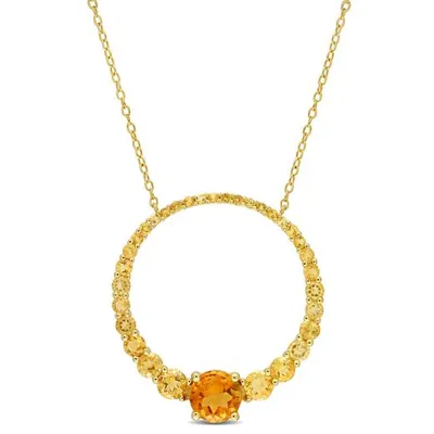 Julianna B Sterling Silver 18K Gold Plated Citrine 18" Circle Pendant