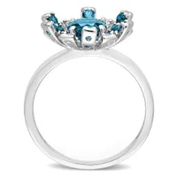 Julianna B Sterling Silver London Blue Topaz and White Ring