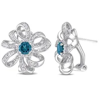 Julianna B Sterling Silver London Blue Topaz & White Topaz Clip Earrings