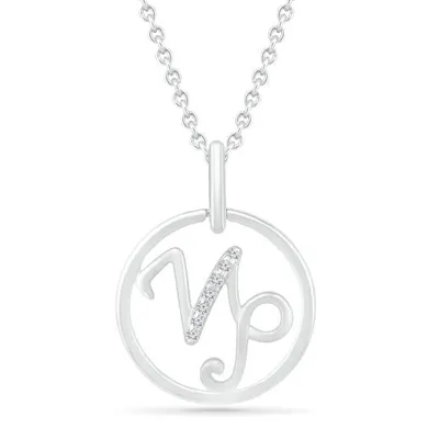 Sterling Silver Capricorn Diamond Pendant