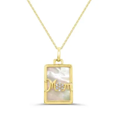 10K Yellow Gold Mother of Pearl & Created White Sapphire Pendant