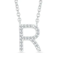 Sterling Silver & Diamond "R" Initial Necklace