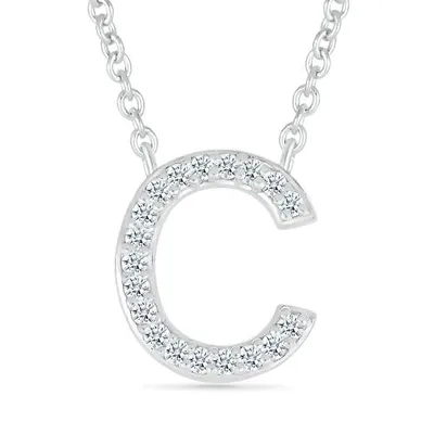 Sterling Silver & Diamond "C" Initial Necklace