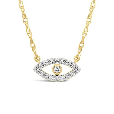 10K Yellow Gold Diamond Evil Eye Necklace
