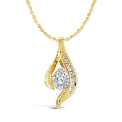 10K Yellow Gold 0.19CTW Diamond Bouquet Pendant