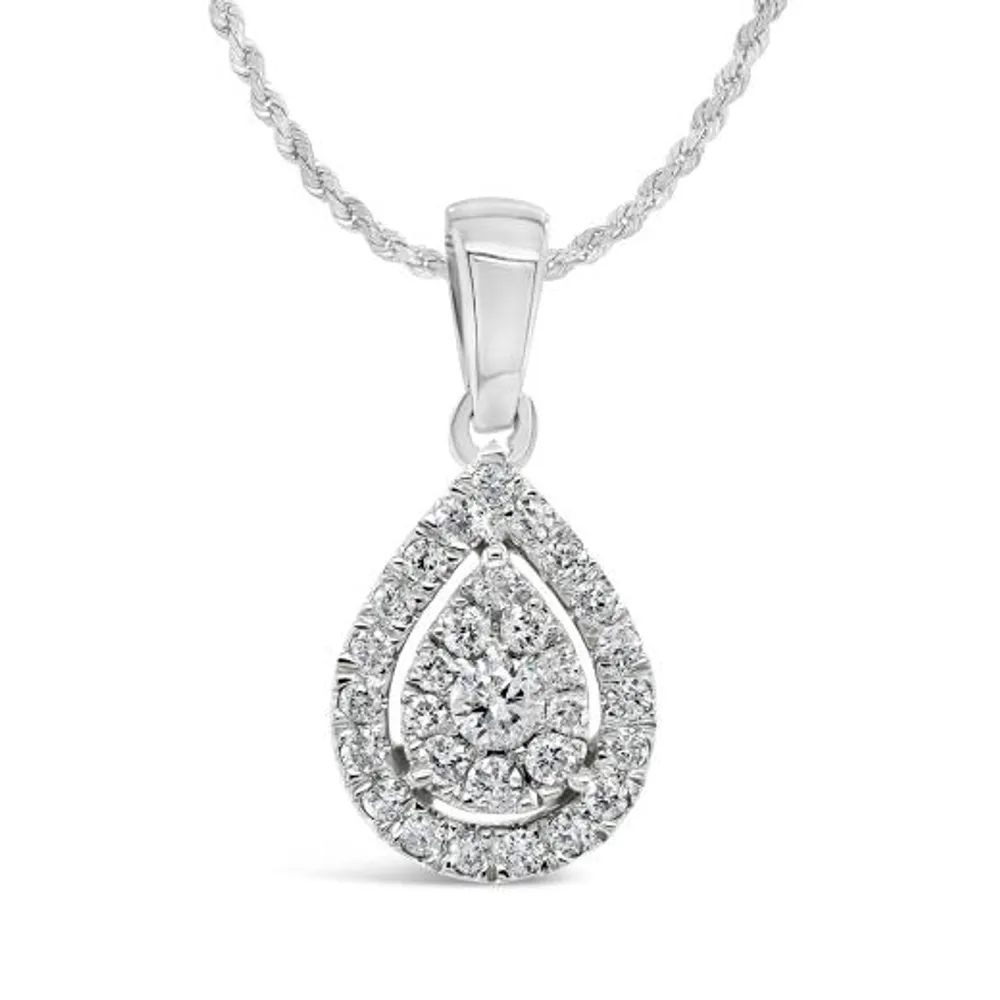 10K White Gold 0.25CTW Bouquet Pear Shaped Pendant