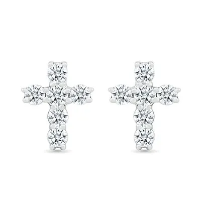 10K White Gold 0.23CTW Diamond Cross Earrings