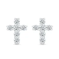 10K White Gold 0.23CTW Diamond Cross Earrings