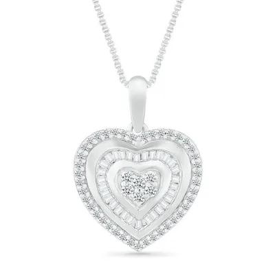 10K White Gold 0.37CTW Diamond Heart Pendant