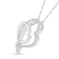 10K White Gold 0.14CTW Diamond Hearts Pendant