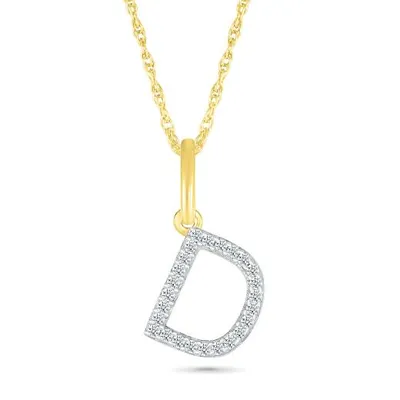 10K Yellow Gold & Diamond "D" Initial Pendant
