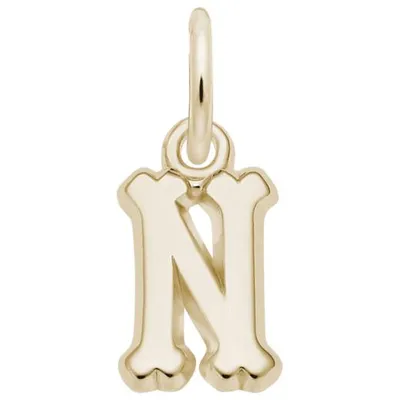10K Yellow Gold Initial N Pendant 18" Chain Included