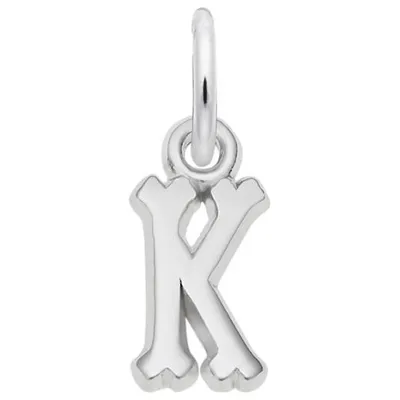 Sterling Silver Initial K Pendant 18" Chain Included